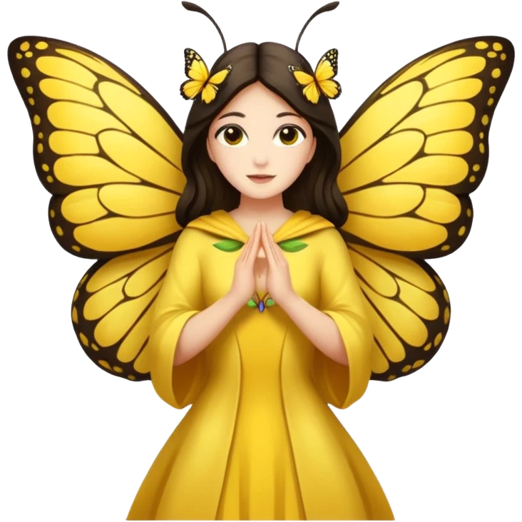 nature spirit woman dressed as butterfly herald yellow, wing sleeves spread  emoji