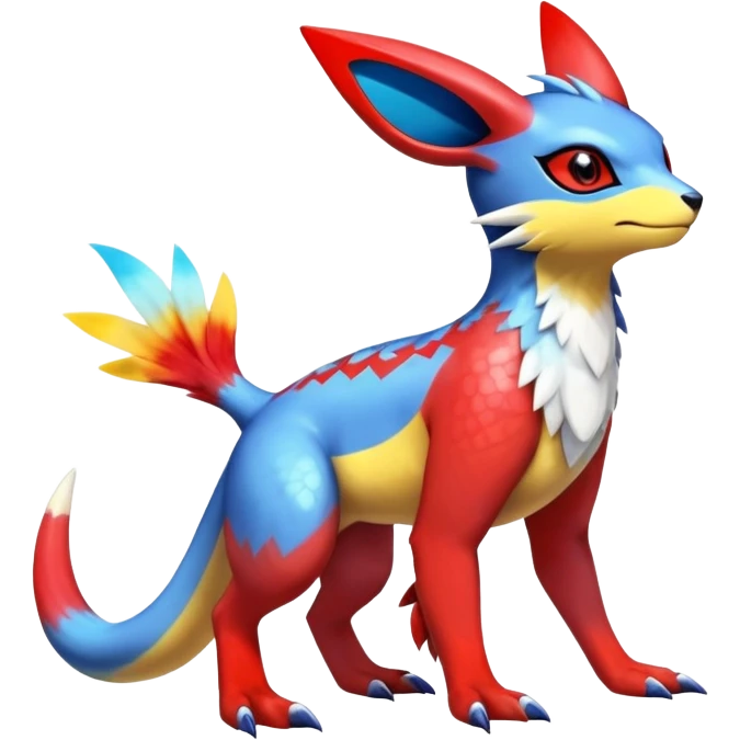  Cute Shiny Exotic Colorful Guilmon-Latias-Koraidon-Umbreon-Fakémon-hybrid-creature (full body)  emoji