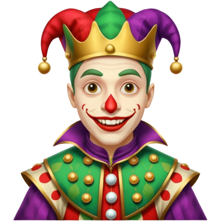 crazy colorful human jolly joker, medieval, vintage, court jester emoji