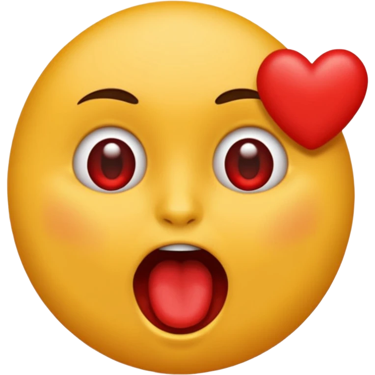 emoji visage tirant la langue avec un petit cœur discret à côté de la bouche emoji