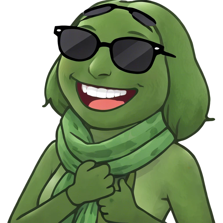 women crossing her arms around her neck laughing  emoji