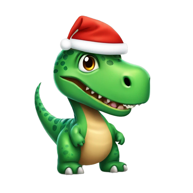 Dinosaurio con gorro navideño emoji