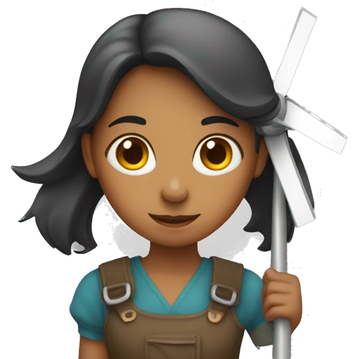 Girl holding a windmill emoji