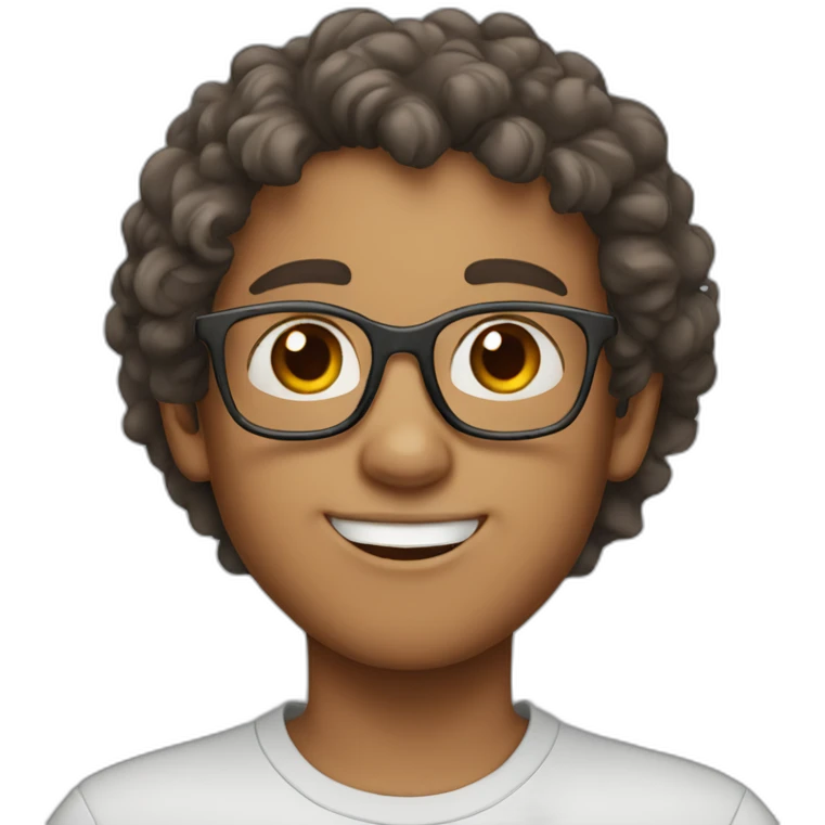 boy with a bit curly brown hair with gray glasses emoji