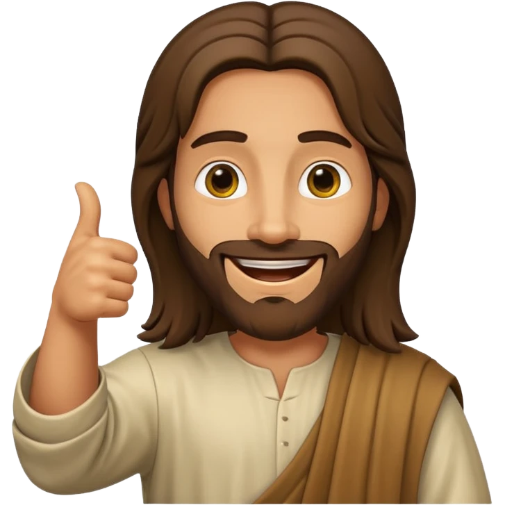 Jesus with a big grin giving a thumbs up emoji