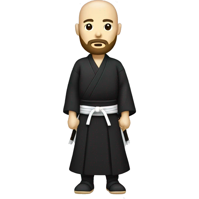 Samurai with hakama bold, beard, white person,  emoji