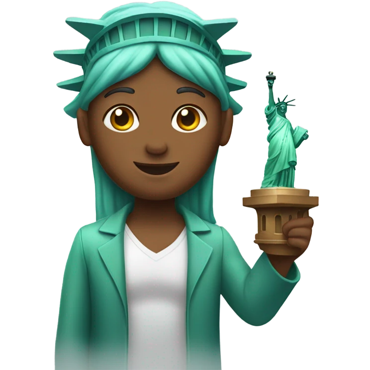 Iphone holding the Statue of Liberty  emoji