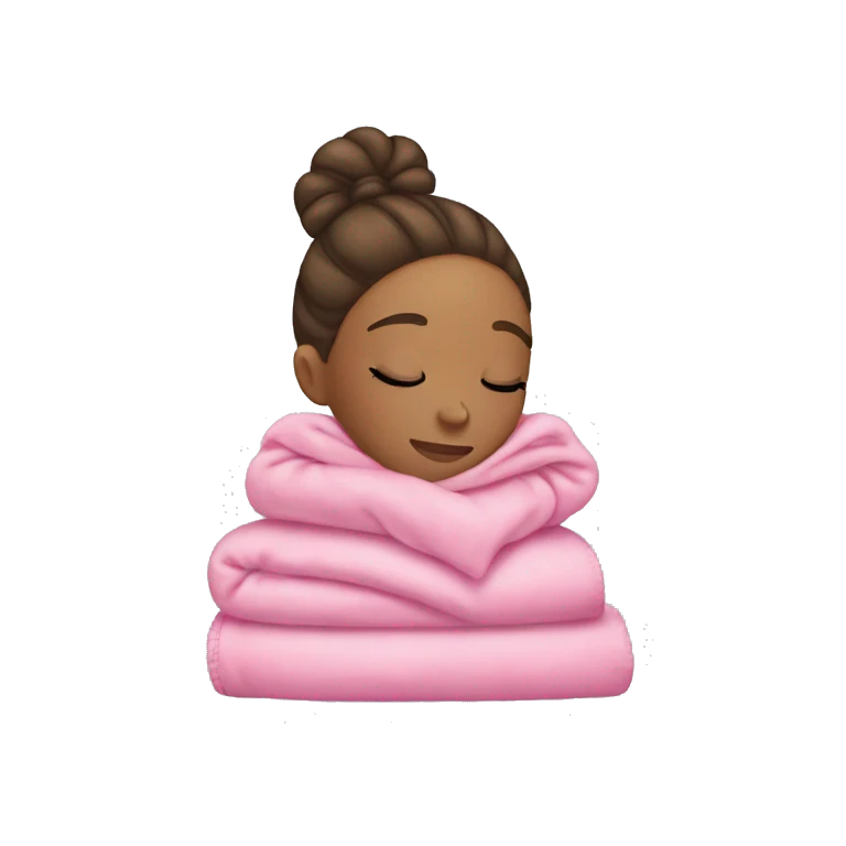 Light skin girl sleeping with a pink blanket and a bun in her hair  emoji
