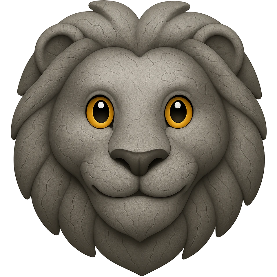 A stone that looks like a lion, emoji style emoji