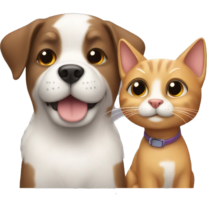 Dog and a cat being friends emoji