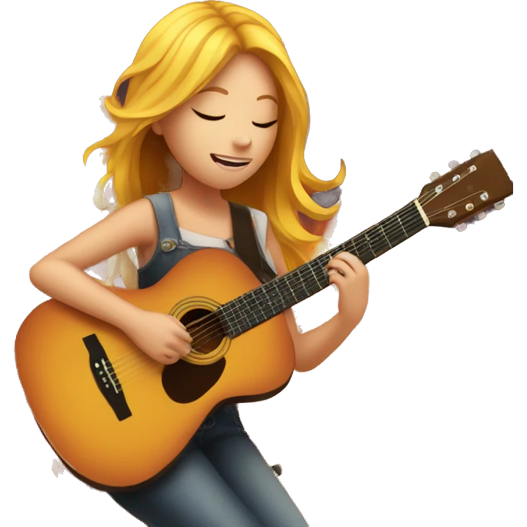 Girl playing the acoustic guitar with fire coming out emoji