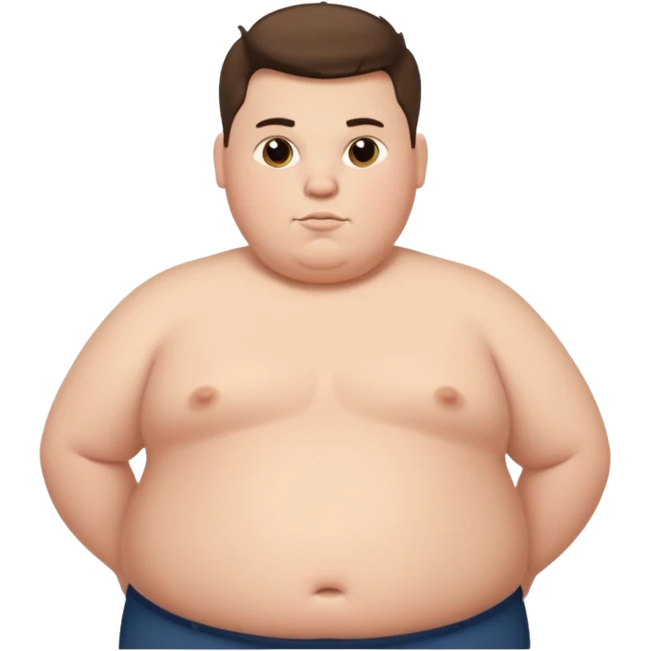 obese 20 year old brunette white male with large bare belly showing and pompadour haircut emoji