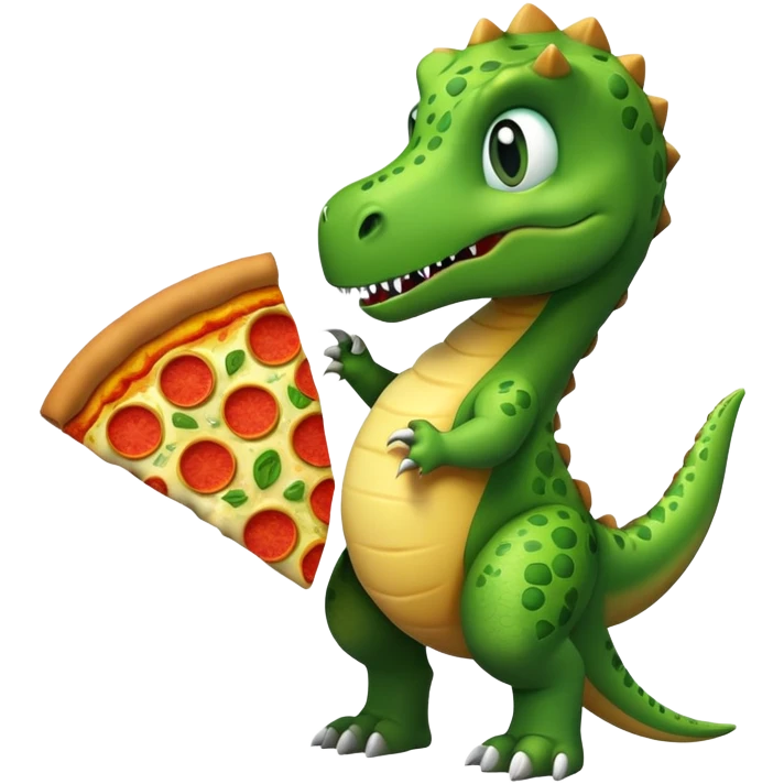 Dinosaur with pizza emoji
