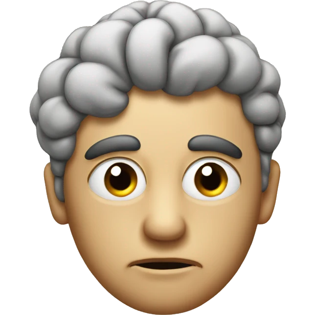 Serious face pointing the brain of it emoji