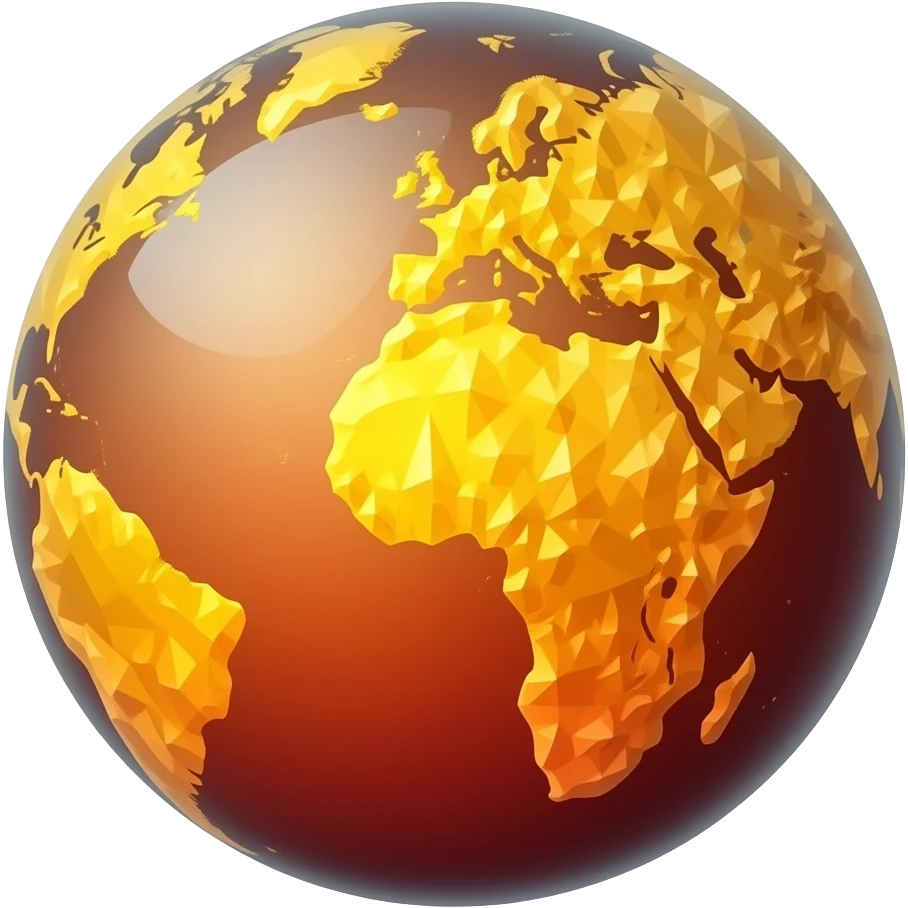 yellow, orange and red icon planet, crystal Planet, surface covered in glowing crystals mountains emoji