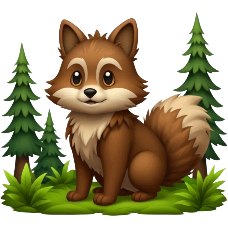 hand drawn furry creature exploring a dense forest emoji