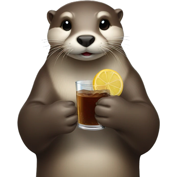 Otter with a drink in the hand emoji