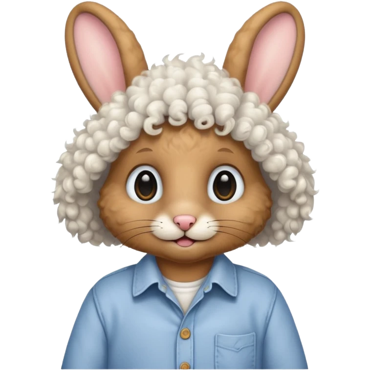 curly rabbit with shirt emoji