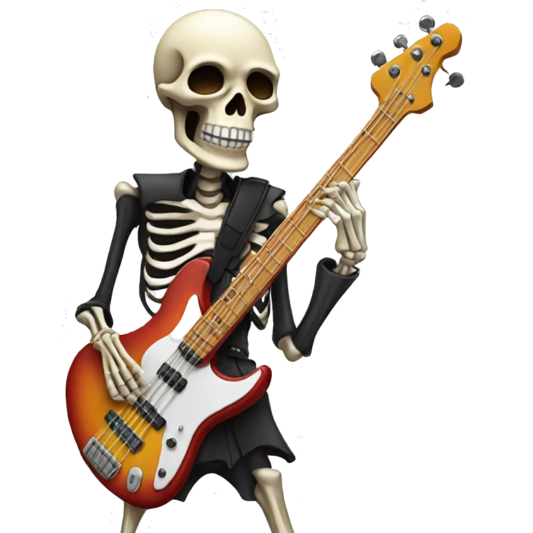 skeleton playing bass guitar emoji