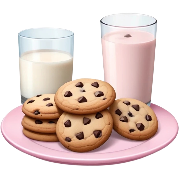 Pastel pink plate of cookies and glass of milk  emoji