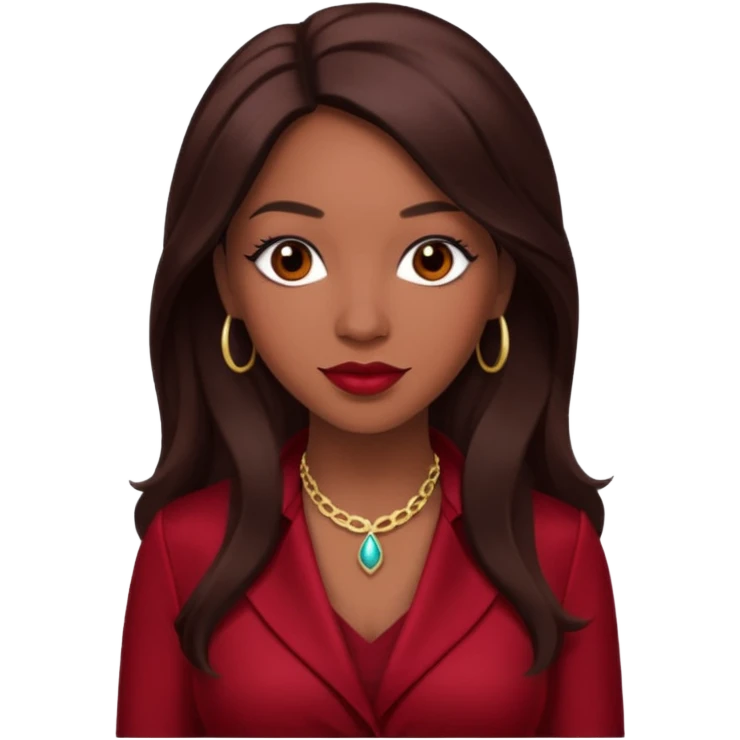 Farrah Franklin from Destiny's Child with long dark brown hair, dark red outfit emoji