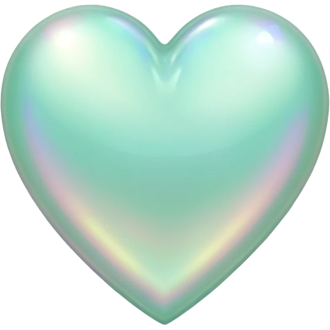 Pearl, mint green, opal heart shape emoji