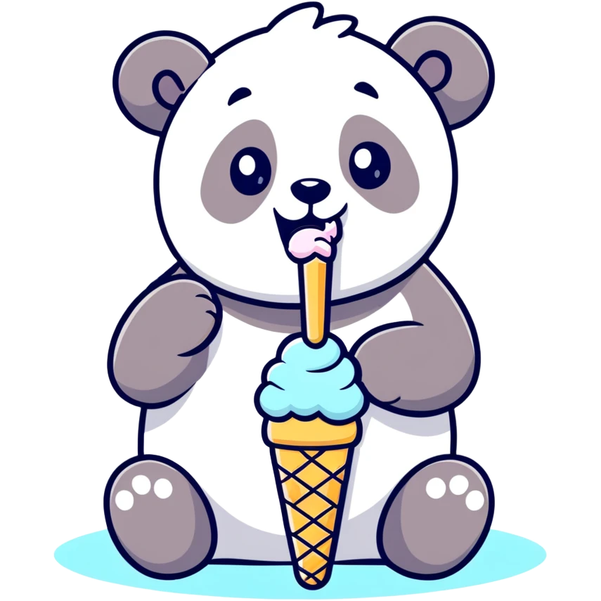 Panda eating ice cream emoji