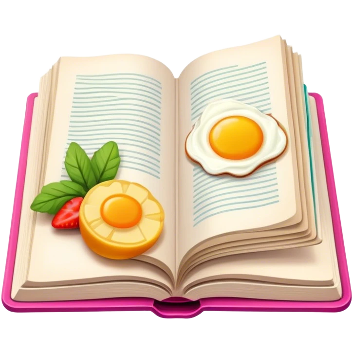 Colorful illustration, half-drawn with brunch in an open book, vivid colors on the pages, incomplete artwork, minimalistic design, transparent background. emoji