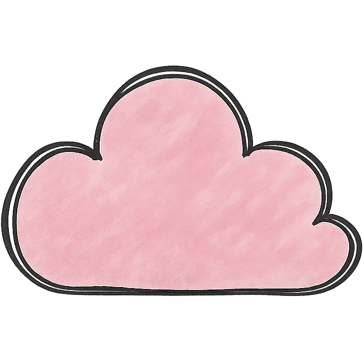 hand drawn outlined icon of a pink cloud, no fill, transparent background, thick lines emoji