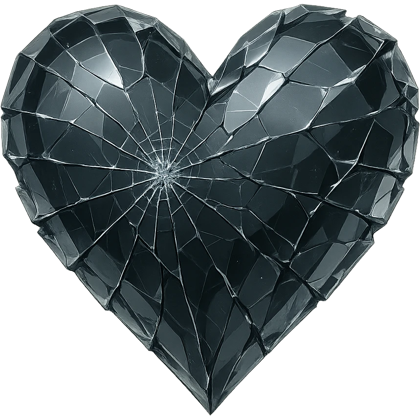 heart with a shattered glass look, digital illustration, no background emoji