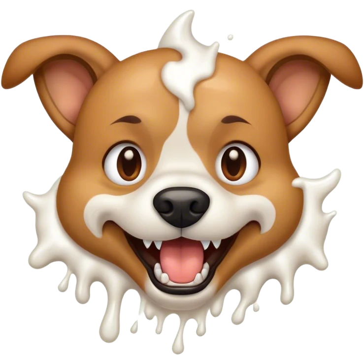 A close-up of a dog's mouth, showing sharp teeth and foam spraying out emoji