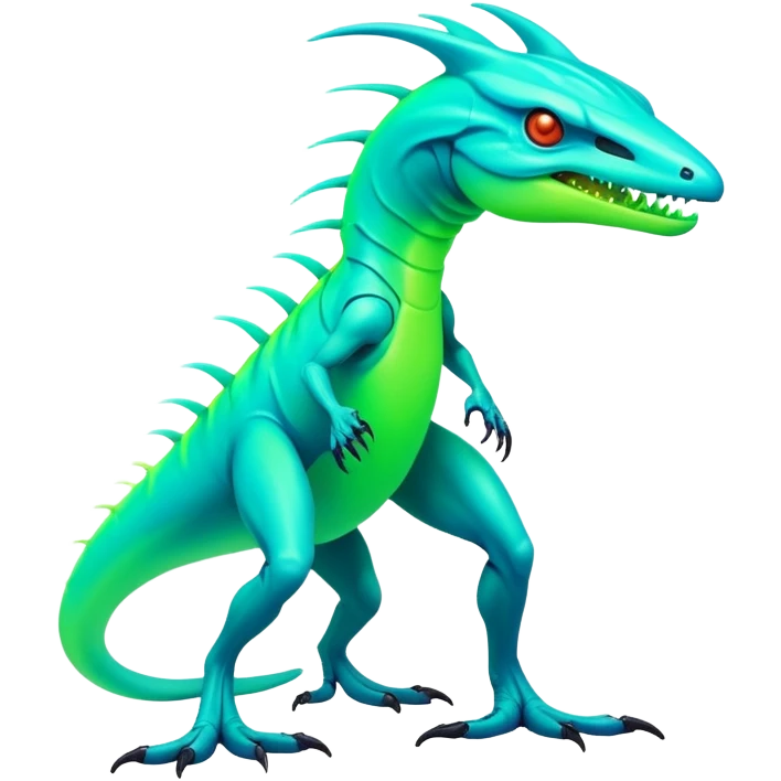 Tropical futuristic lush cool edgy neon Fionbri-Vernid-Elgyem-creature (full body) emoji