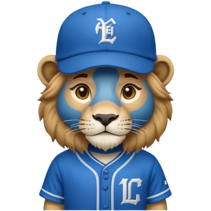lion with blue baseball jersey and hat emoji