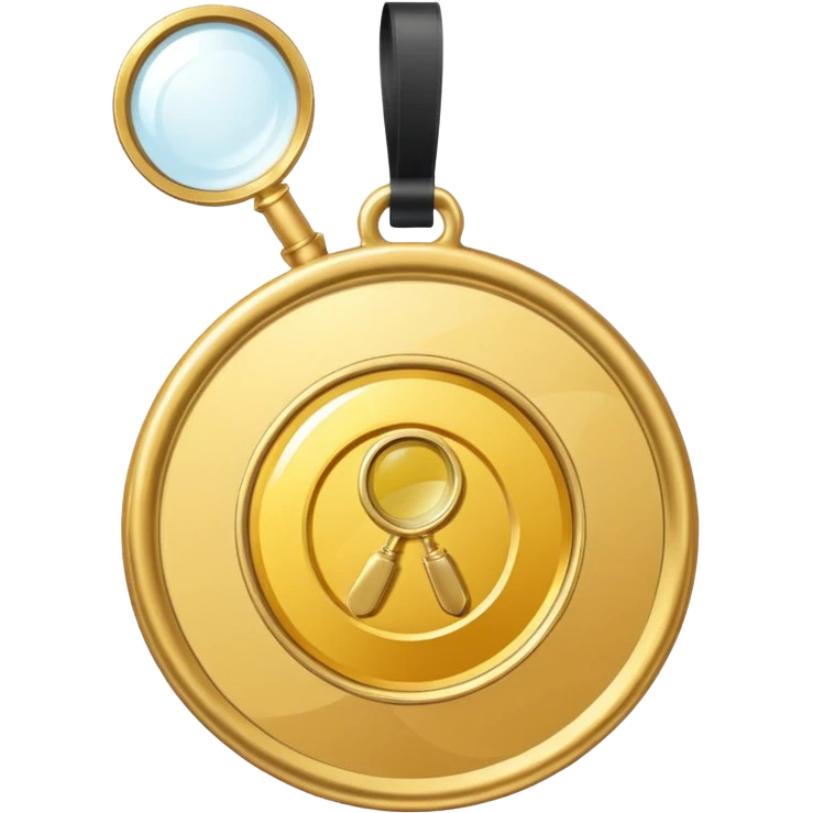gold medal with ONLY ONE magnifier engraved on the center emoji