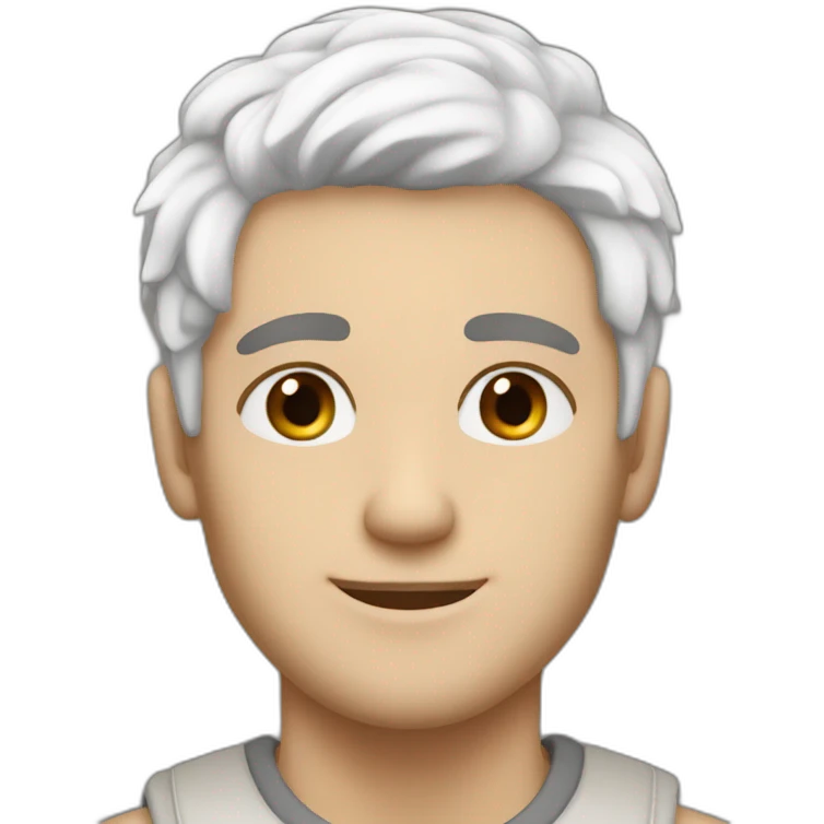 caucasian man 23 years old with dye white hair and brown eyes emoji