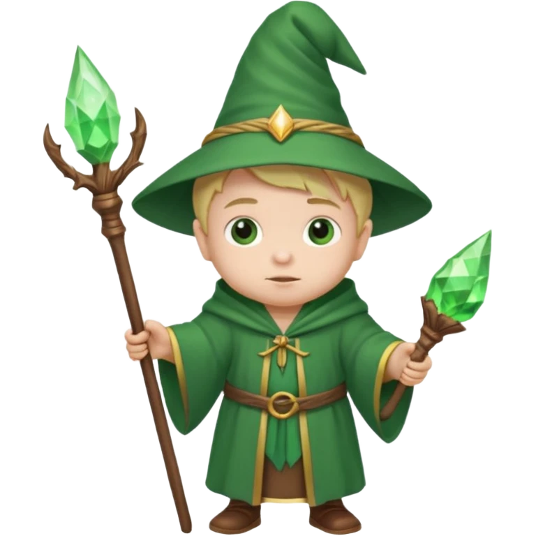 baby wizard with green robe and staff emoji