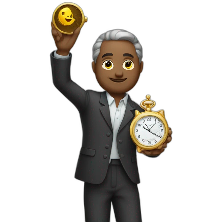 the millionaire holds a watch in his hands emoji