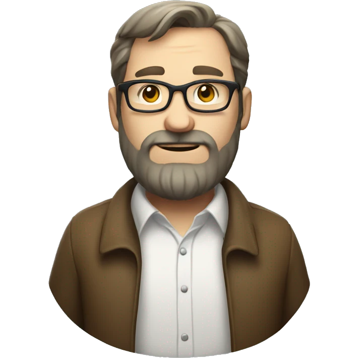 Nerdy White man with big belly and beard  emoji