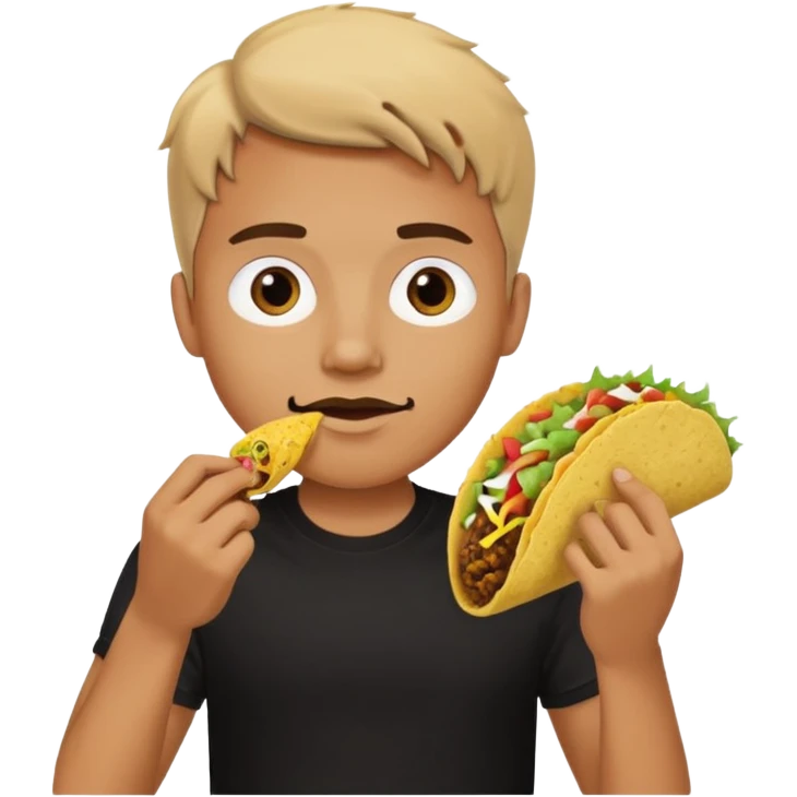 a young man eating a taco emoji