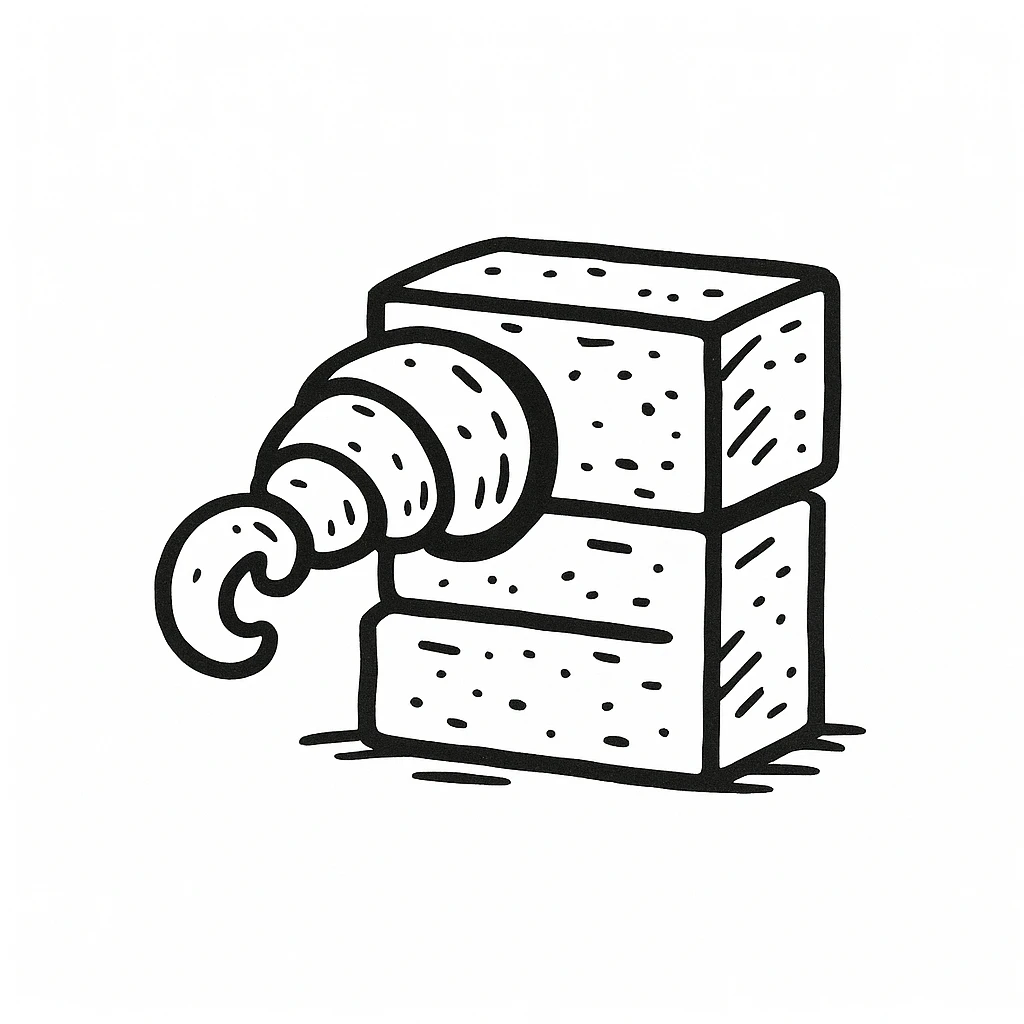 Make the croissant merged into a brick look more like a brick in doodle style. emoji