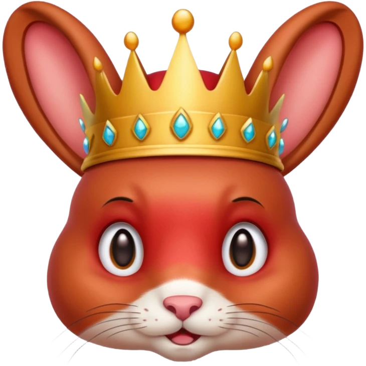 A red rabbit with drooping ears and a crown on his head emoji