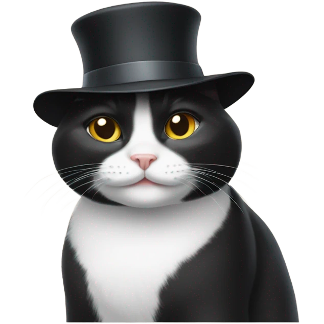 Tuxedo cat wearing a hat emoji