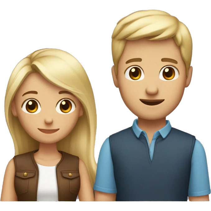 couple wih heart, blond girl with long hair and a man wih short brown hair emoji