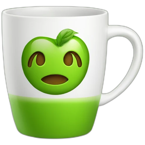 Green coffee mug with aroma emoji