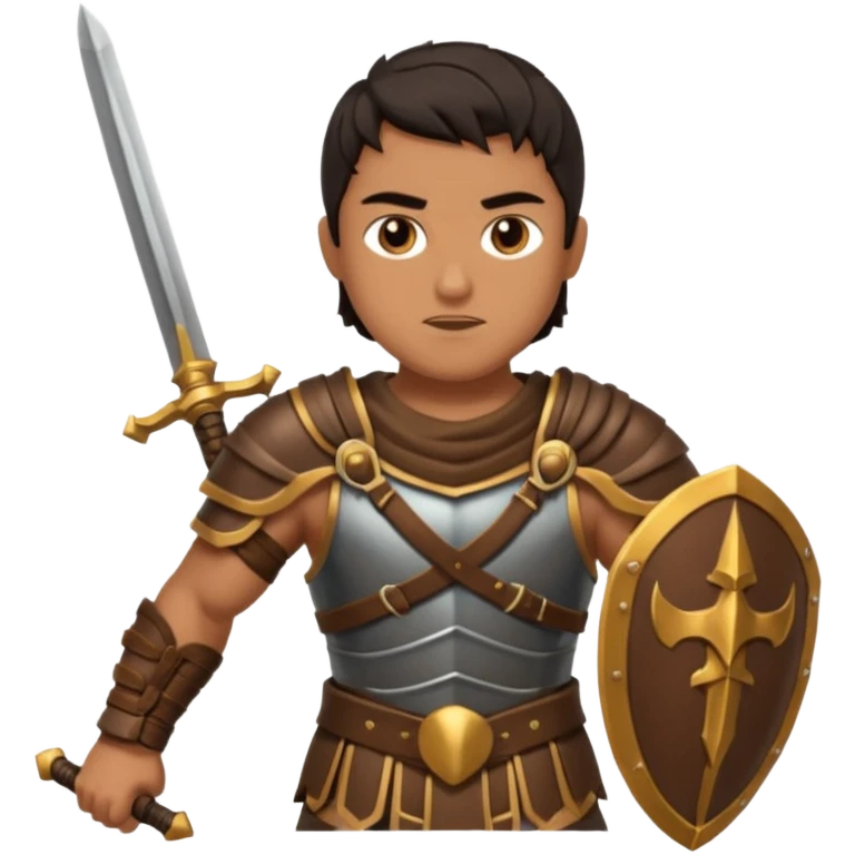 Gladiator with dark hair and dual swords emoji