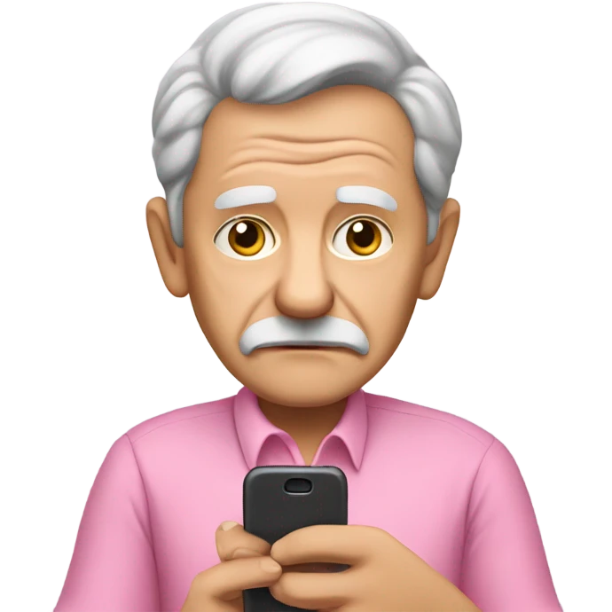Old guy with pink shirt on his phone emoji
