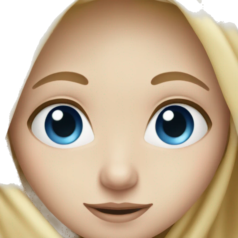 Blonde girl in blanket with blue eyes zoomed out emoji