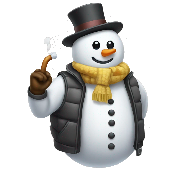 snowman with dad vest, corncob pipe emoji