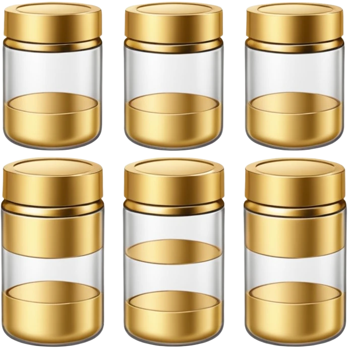 PVarios rodutos de beleza com tampa dos potes dourados e fundo transparente pra usar como figurinha emoji