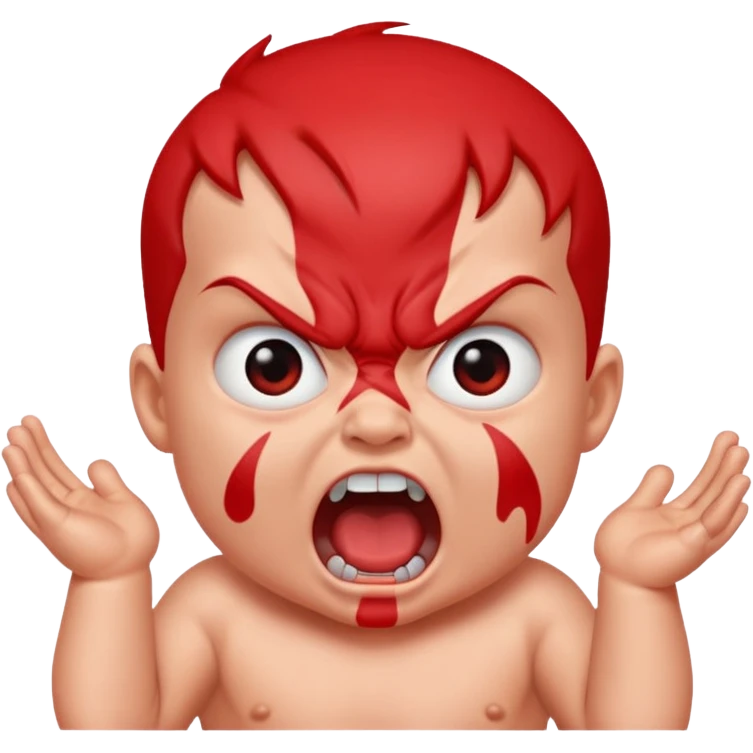 a baby all red red angry face  emoji